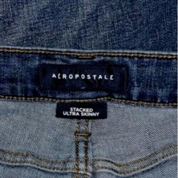 Aeropostale Mens Blue Stacked Ultra Skinny Jeans Distressed 31x30 - Picture 5 of 6